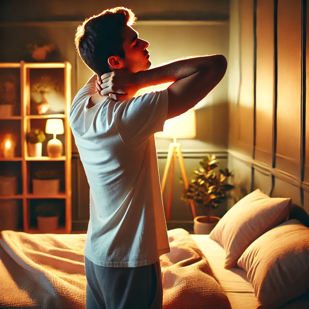눈건강 : 눈시력 약화와 피로로 인한 거북목과 손목 터널증후군 증상 5 잠자리 들때 목스트레칭이나 마사지로 목긴장 이완후 수면질 개선